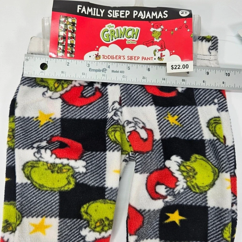 The Grinch Toddler Sleep Pant 2T Family Pajamas‎ Black White Plaid Fleece